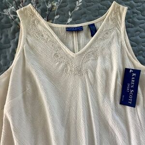 Karen Scott Maxi White Embroidered Women’s Dress Size PM NWT
